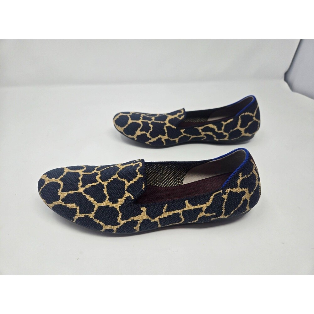 Rothy's The Loafer Giraffe Print Navy Gold Knit Flats Womens 7.5 NEW Preppy Chic - Picture 4 of 7
